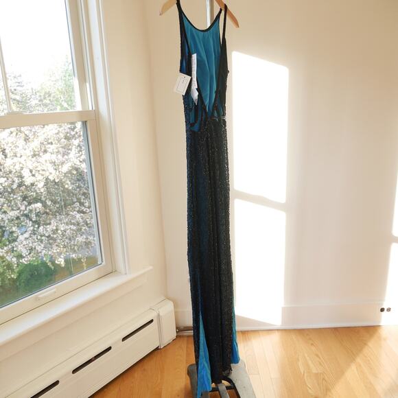 Hand-Beaded Silk Gown Y2K Vintage Prom Dress Evening Gown Mermaid-Core – Rare - Picture 6 of 10